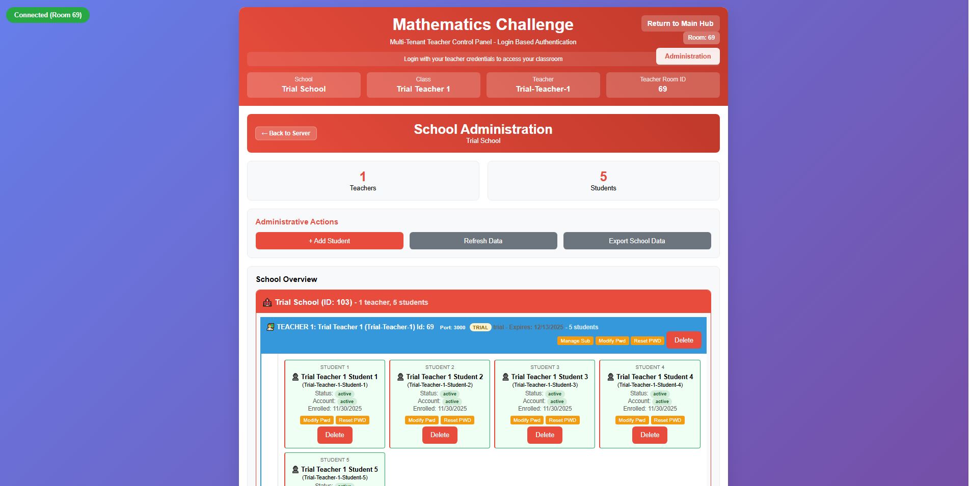 Teacher log on - Entire Class